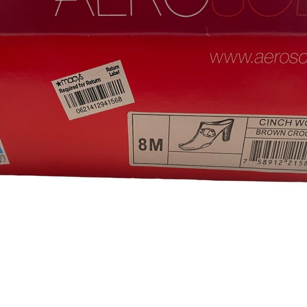 AEROSOLES Cinch Worm Mule Brown Crocs Square Toe 8 - Picture 6 of 6